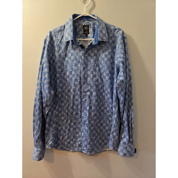 Blue Other - Au Noir Men Long Sleeves Shirt Size 5 Blue Pre-Owned